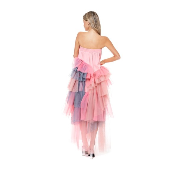 NEW Tov Holy Pink Tiered Tulle Maxi Skirt Dress S M L XL MSRP $262 - Picture 8 of 10
